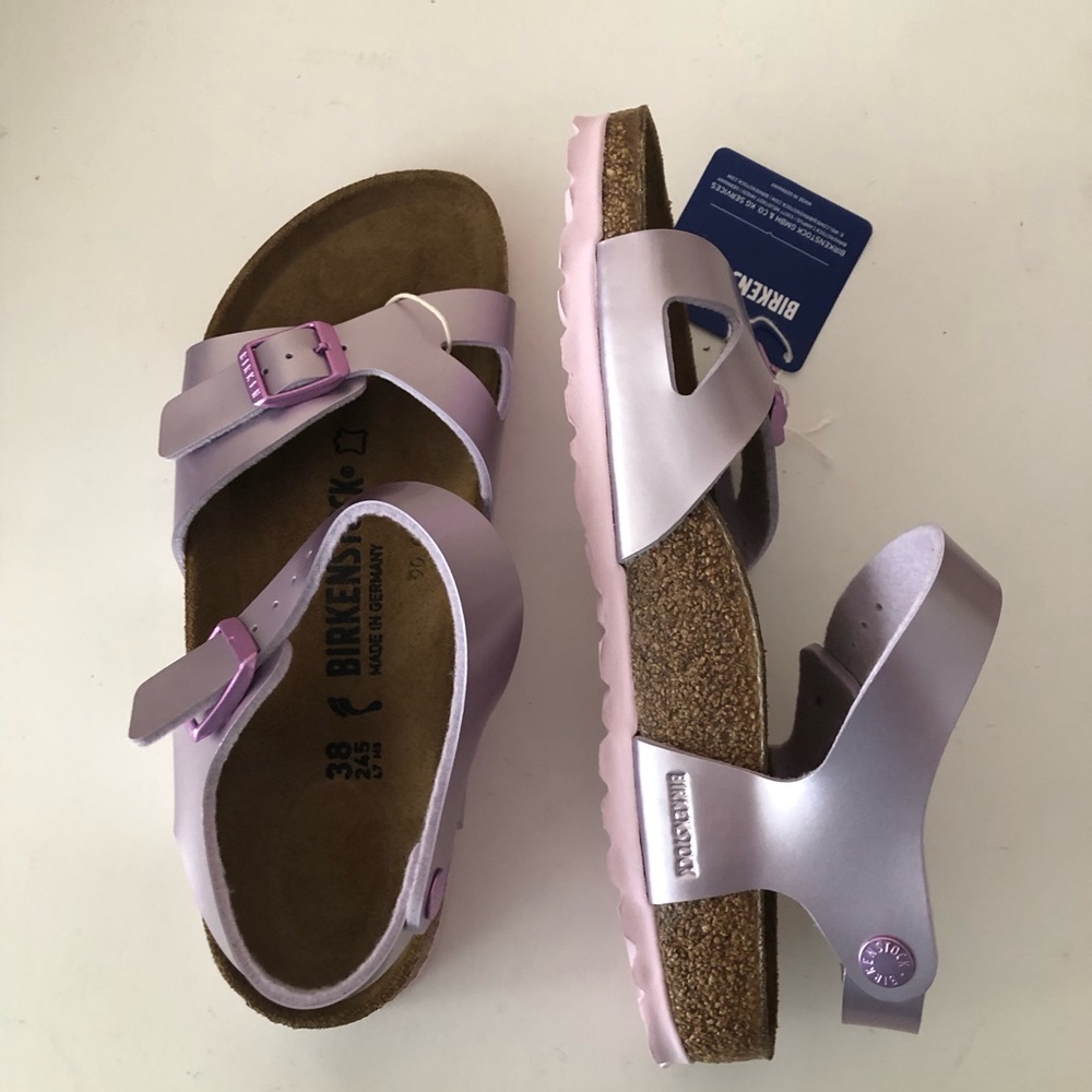 Birkenstock Electric Metallic Lilac Rio sandal. Rare. Size: 7, 7.5, 38, 8, 39 - Picture 2 of 15